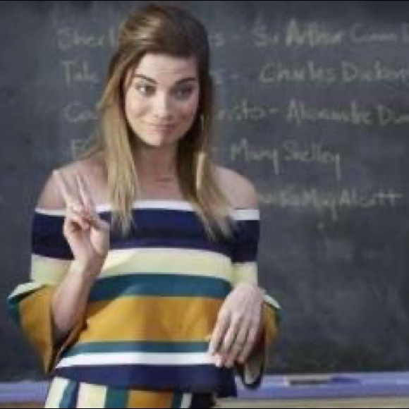 Zara Tops - ASO Alexis Rose Zara Off the Shoulder Multicolored Striped Top